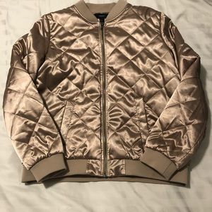 Gold Quilted Bomber Jacket